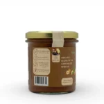 Back label of organic hazelnut and chocolate spread jar