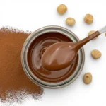Organic Hazelnut and Chocolate Spread on Spoon